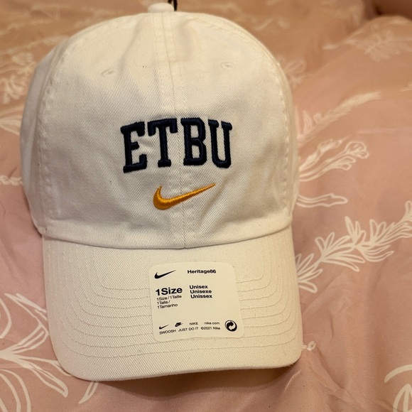 Nike Other - Nike White Cap with Gold Swoosh. Eastern Texas Baptist University. ETBU